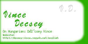 vince decsey business card